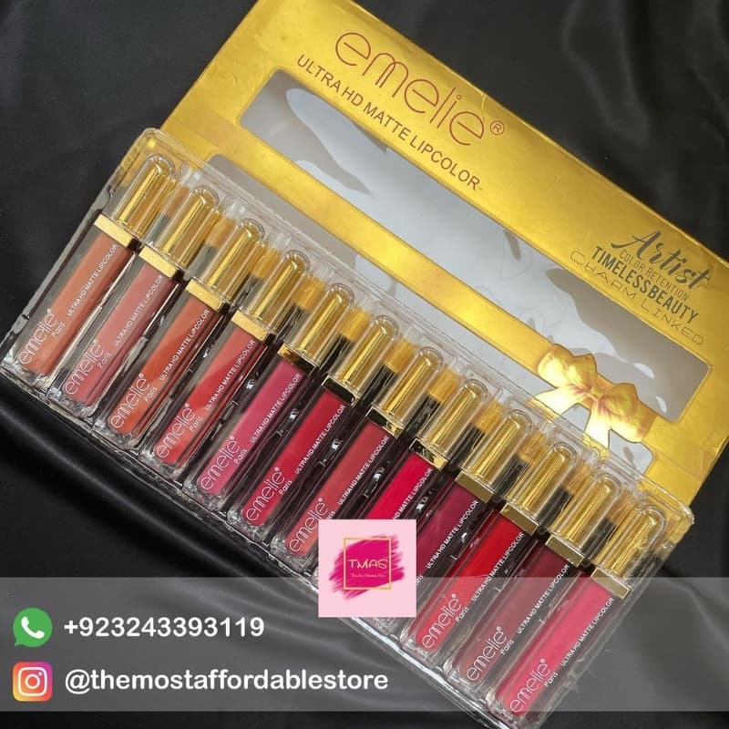 Emelie 24 Hours Stay Pack of 12 Matte Lipglosses