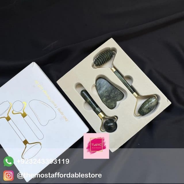 Jade Roller and Gua Sha 3 in 1 Kit
