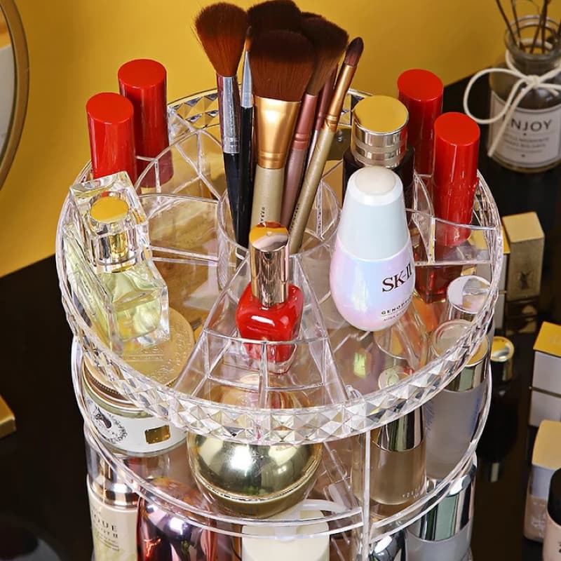 360 Degree Rotation Make Up Organizer Transparent Fashion Spin Multi-Functi